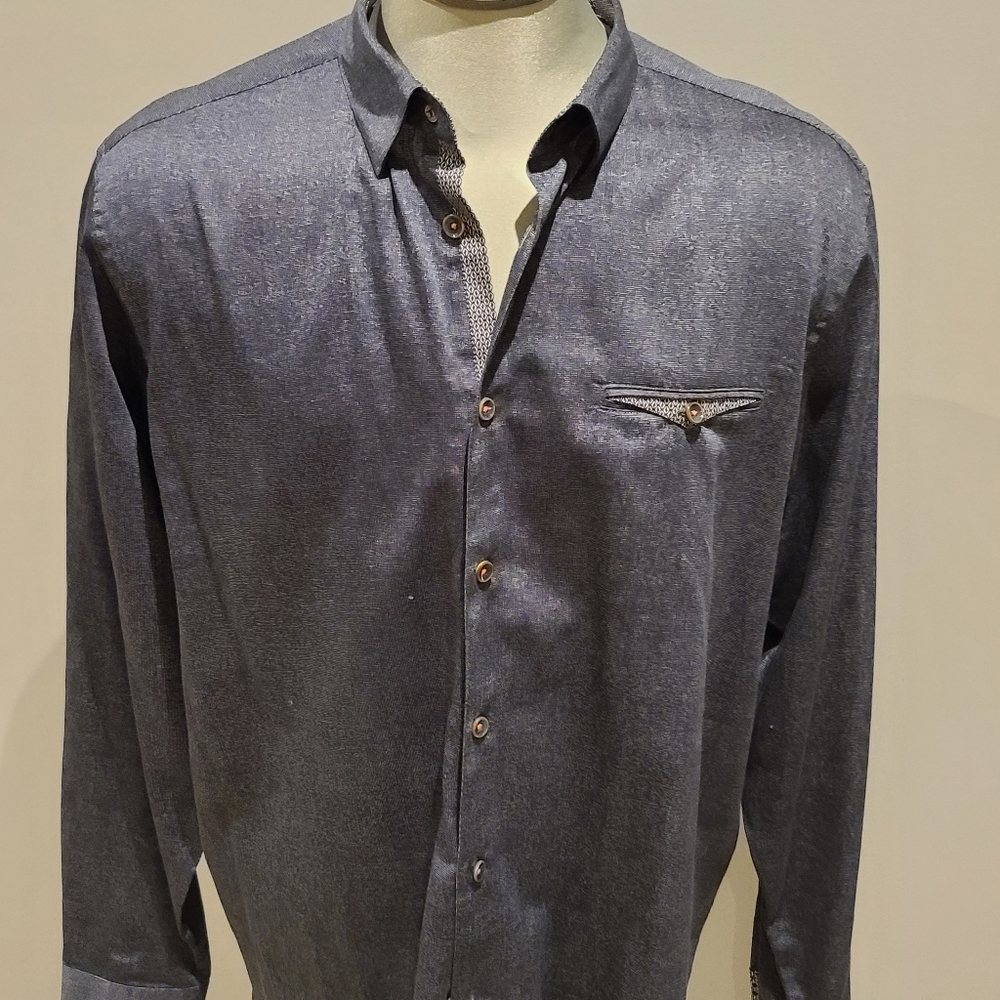 Ted Baker London Men's Casual Button-Down Shirt in Charcoal Gray